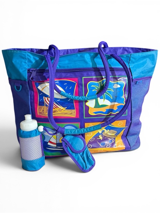 totes Handbags - Vintage Totes Beach Bag, Turquoise and Royal Blue